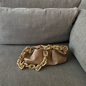 Beige Pouch w/ Gold Chain